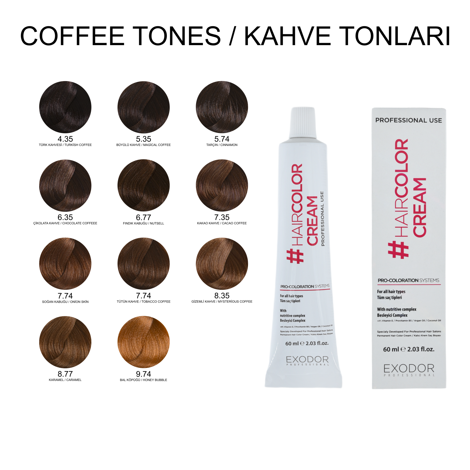 EXODOR KAHVE TONLARI  PROFESSIONAL HAİR COLOR 60 ML