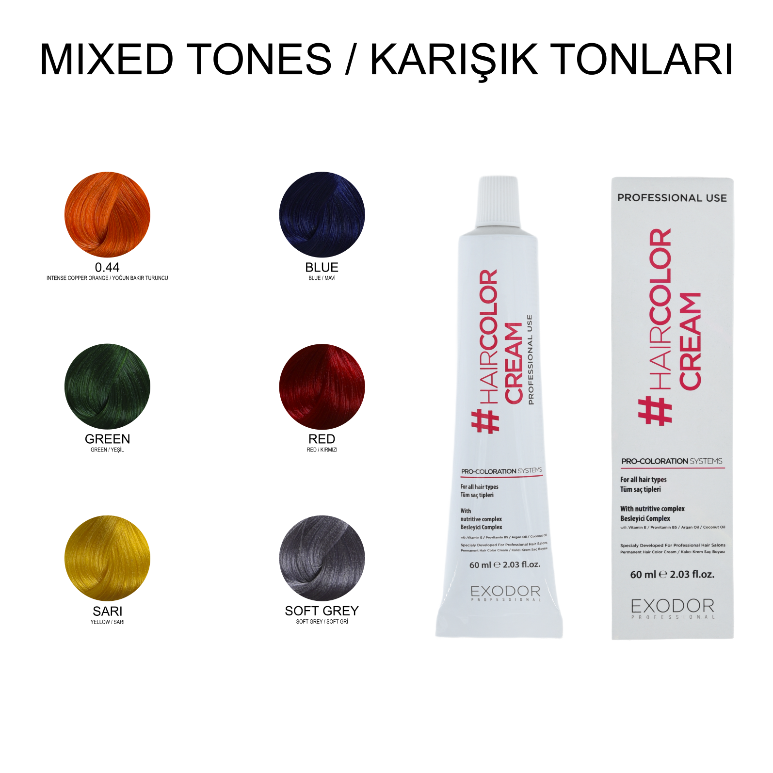 EXODOR KARIŞIK TONLAR PROFESSIONAL HAIR COLOR 60 ML