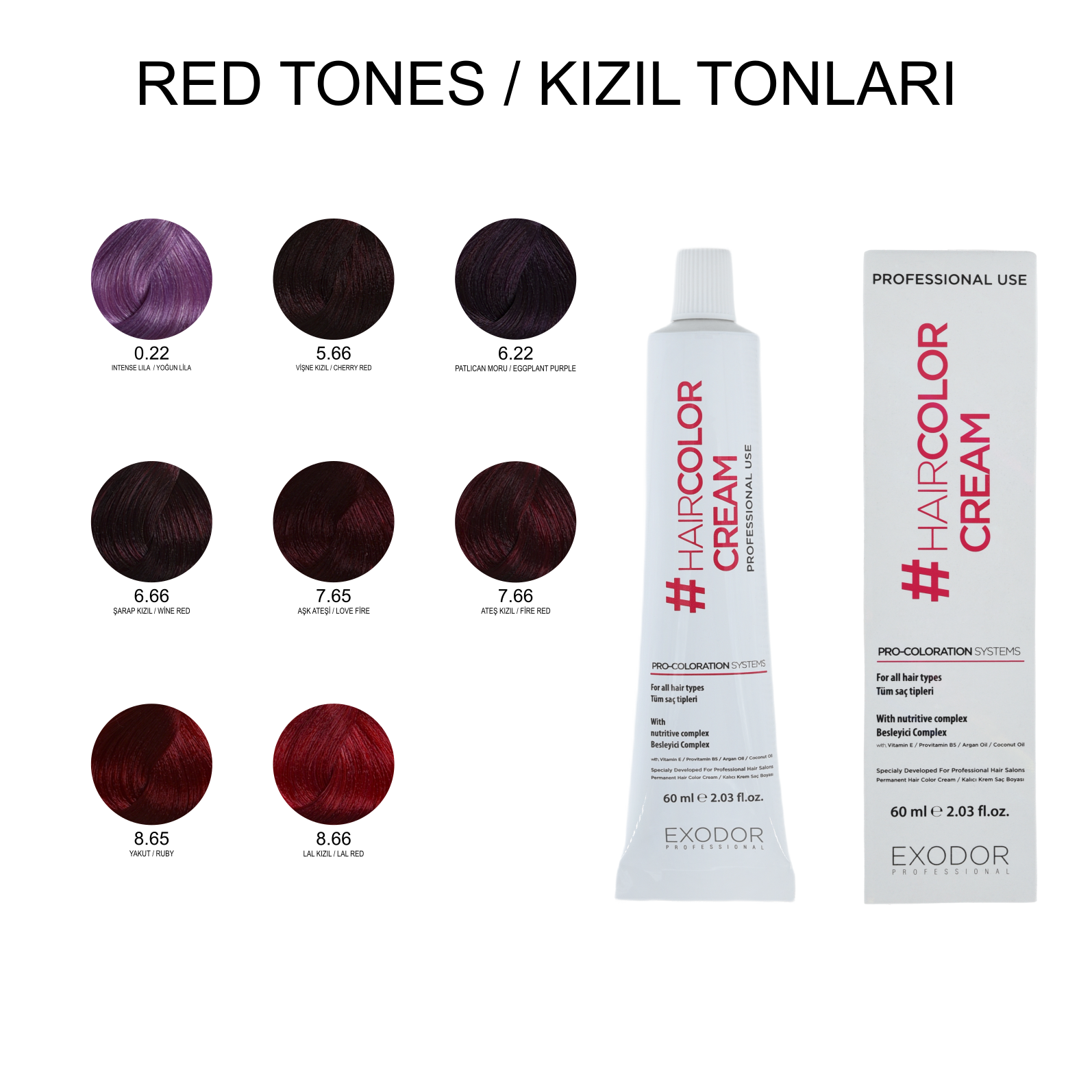 EXODOR KIZIL TONLAR PROFESSIONAL HAİR COLOR 60 ML